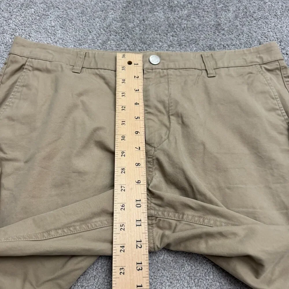 Bonobos Straight Leg Cotton Chino Pants Mens 35x34 Brown Khaki Flat Front Casual